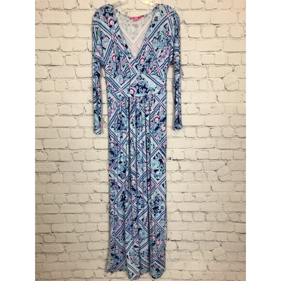 Lilly Pulitzer Nichola Maxi Dress Size S Meet Me On The Dock Zanzibar Blue - Picture 1 of 7